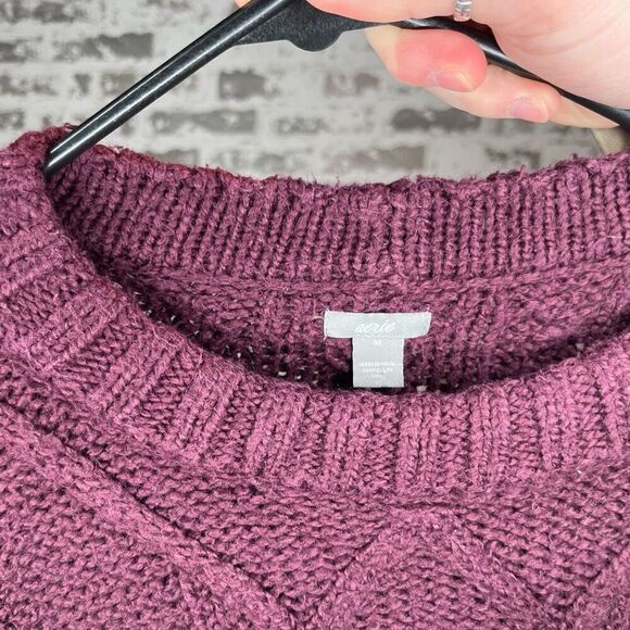 Aerie | women purple cropped knitted sweater - Picture 2 of 9